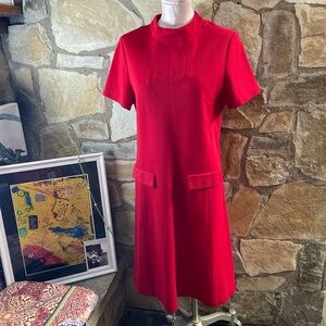 Vintage Red ILGWU Short Sleeve Dress